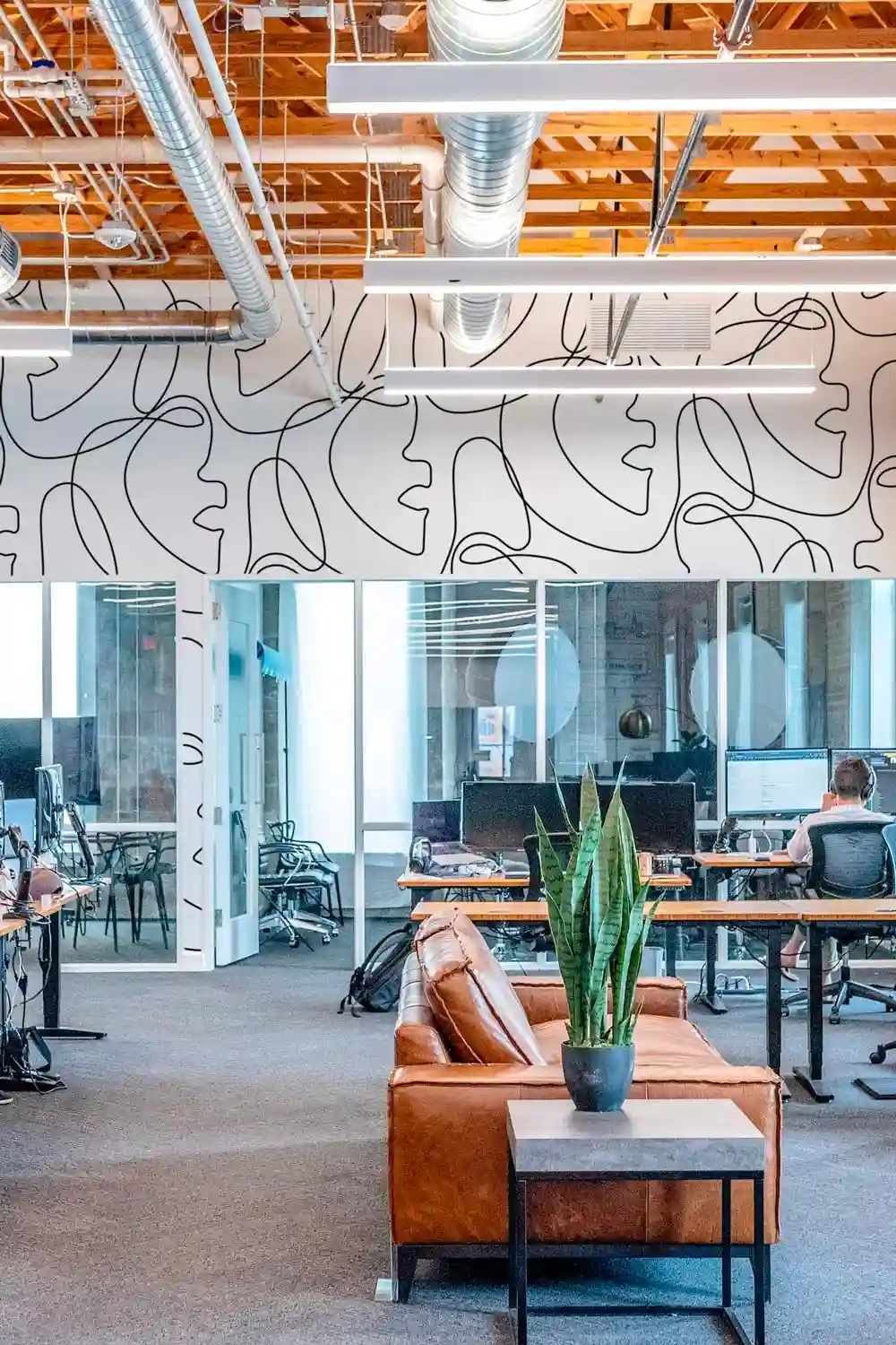 Bold pattern feature wall installed by professional wallpaper crew